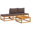 vidaXL Ensemble de canap&eacute;s de jardin 4 pi&egrave;ces avec coussins en bois d'acacia et corde