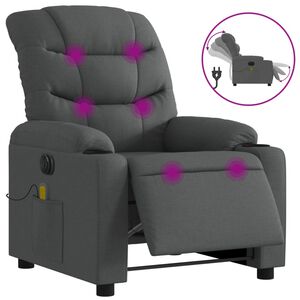 vidaXL Fauteuil inclinable de massage &eacute;lectrique gris fonc&eacute; tissu
