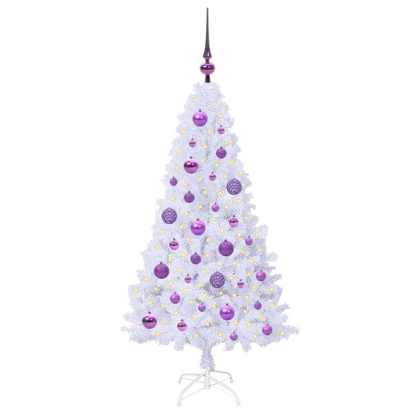 vidaXL Sapin de Noël artificiel avec 150 LED Blanc 120 cm PVC et Acier