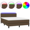 vidaXL Sommier &agrave; lattes de lit matelas et LED Marron fonc&eacute; 140x190 cm