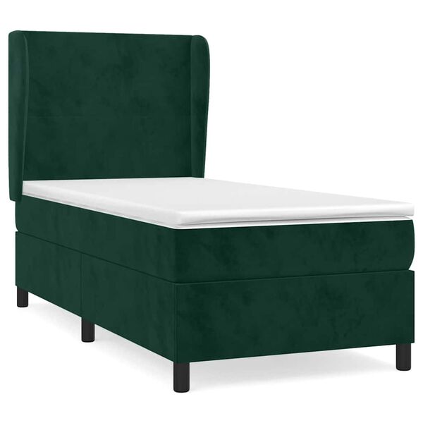 vidaXL Sommier &agrave; lattes de lit avec matelas Vert fonc&eacute; 90x200 cm
