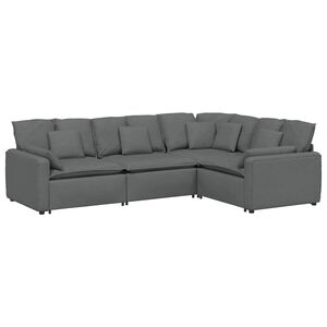 vidaXL Canap&eacute; modulable avec coussins en tissu gris fonc&eacute;