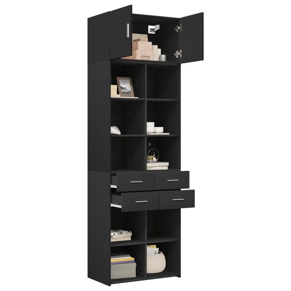 vidaXL Armoire de rangement noir 70x42,5x225 cm bois d'ing&eacute;nierie