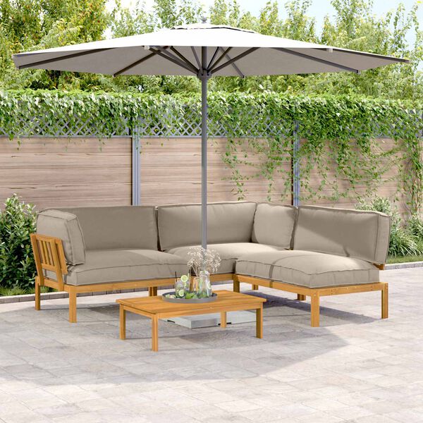 vidaXL Ensemble de Canap&eacute;s Uni 4 pcs Taupe Bois d'Acacia Massif