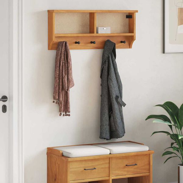 vidaXL Porte-manteau mural SANDNES 87x12x35 cm bois massif pin