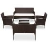 vidaXL Salon de jardin 5 pcs avec coussins R&eacute;sine tress&eacute;e Marron