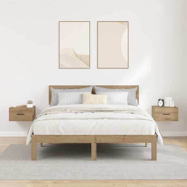 vidaXL Cabinet de chevet 2 pcs ch&ecirc;ne artisanal 35 x 35 x 20 cm