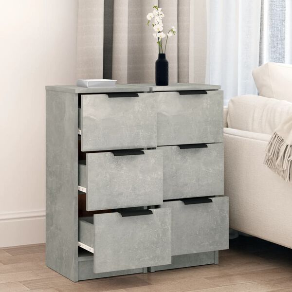 vidaXL Buffets 2 pcs Gris béton 30x30x70 cm Bois d'ingénierie