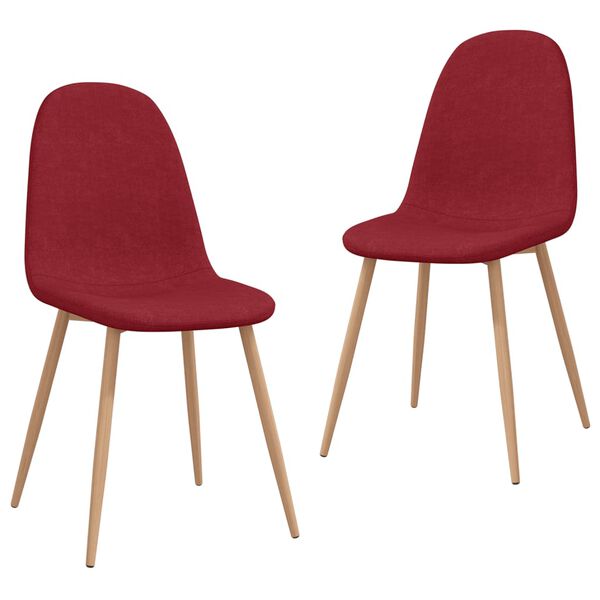 vidaXL Chaises à manger lot de 2 rouge bordeaux tissu