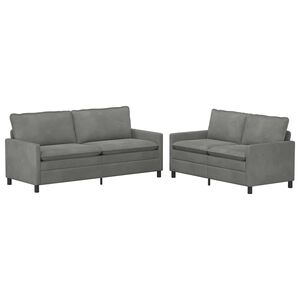 vidaXL Ensemble de Canap&eacute;s 2 pc Gris fonc&eacute; Velours