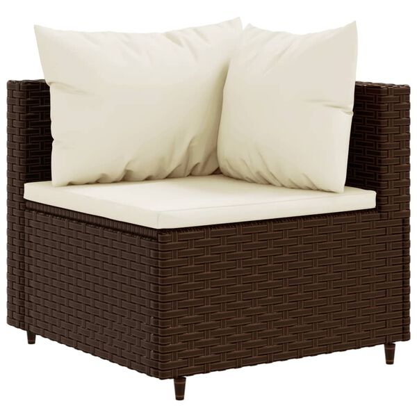 vidaXL Salon de jardin avec coussins 9 pcs marron r&eacute;sine tress&eacute;e