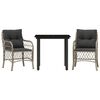 vidaXL Ensemble de bistro 3 pcs et coussins gris clair r&eacute;sine tress&eacute;e
