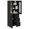 vidaXL Haut Armoire 2 pcs Ch&ecirc;ne noir Bois Agglom&eacute;r&eacute; et Verre