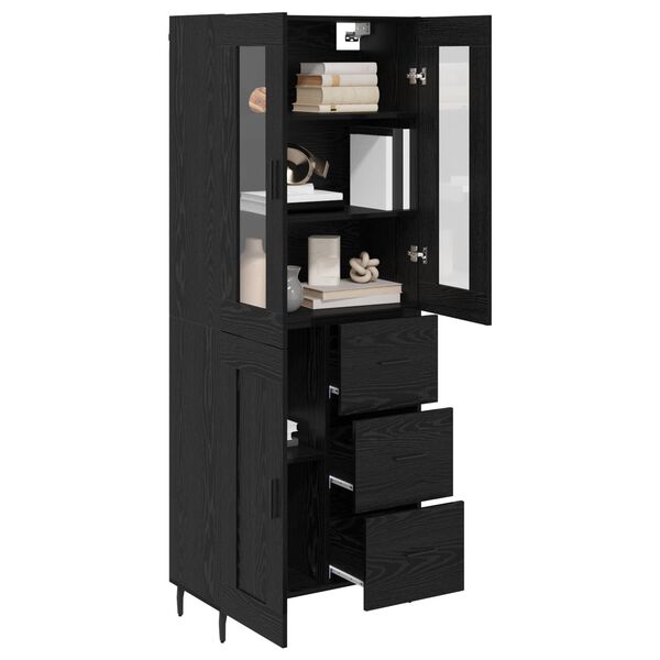 vidaXL Haut Armoire 2 pcs Ch&ecirc;ne noir Bois Agglom&eacute;r&eacute; et Verre