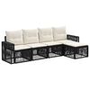 vidaXL Ensemble de canap&eacute; de jardin 5 pc Noir et blanc cr&egrave;me polyrotin