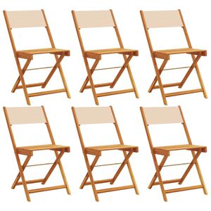vidaXL Chaises de jardin pliantes lot de 6 beige tissu et bois massif
