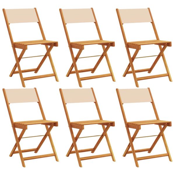 vidaXL Chaises de jardin pliantes lot de 6 beige tissu et bois massif