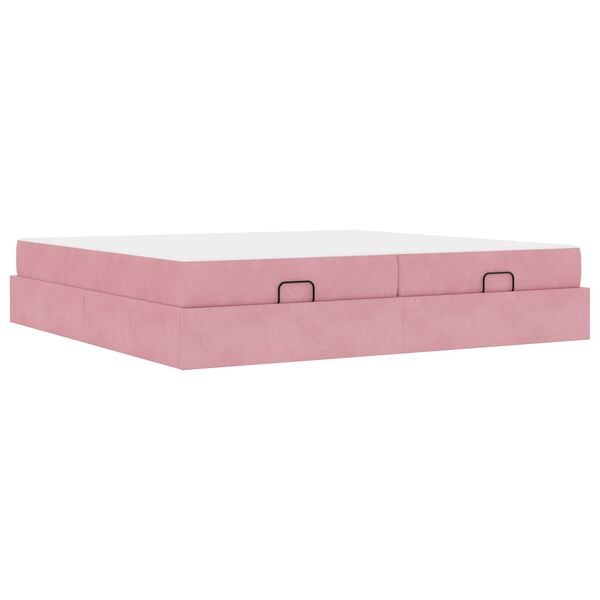 vidaXL Cadre de lit avec matelas avec matelas 2 pcs Rose Velours