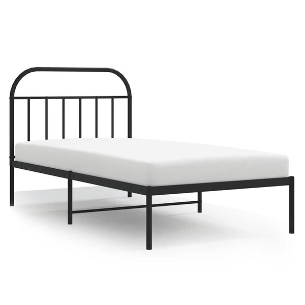 vidaXL Cadre de lit m&eacute;tal sans matelas avec t&ecirc;te de lit noir 100x200cm