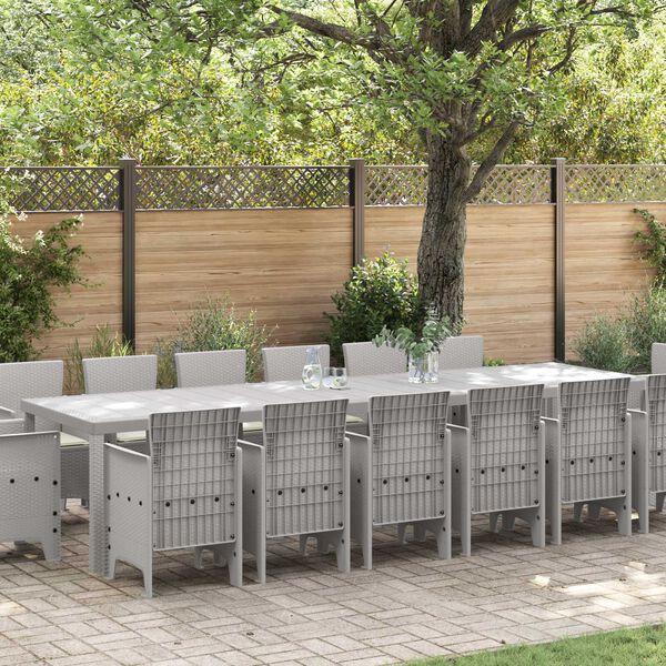 vidaXL Ensemble de salle à manger pour jardin 15 pcs Gris clair