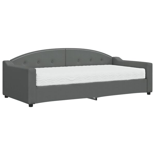 vidaXL Lit de jour avec matelas gris fonc&eacute; 90x200 cm tissu