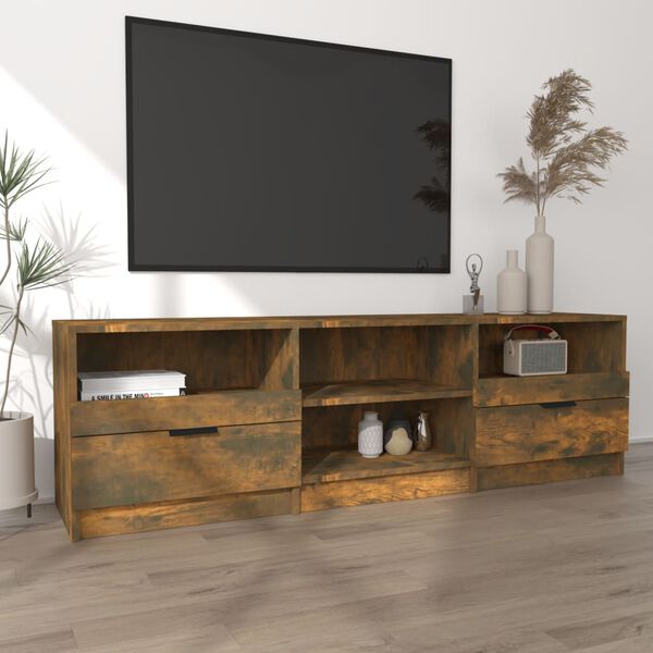 vidaXL Meuble TV Chêne fumé 150x33,5x45 cm Bois d'ingénierie