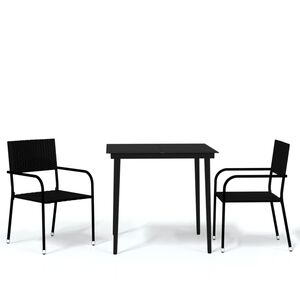 vidaXL Ensemble &agrave; manger de jardin 3 pcs Noir