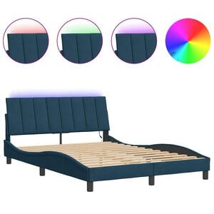 vidaXL Cadre de lit avec LED sans matelas Hanko bleu 120x200 cm velours