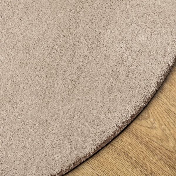 vidaXL Tapis HUARTE &agrave; poils courts doux et lavable sable &Oslash; 100 cm