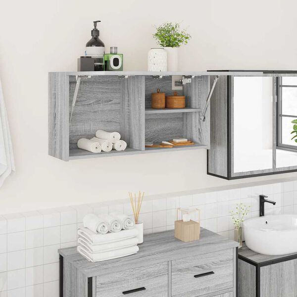 vidaXL Armoire murale de bain sonoma gris 80x25x40cm bois d'ing&eacute;nierie