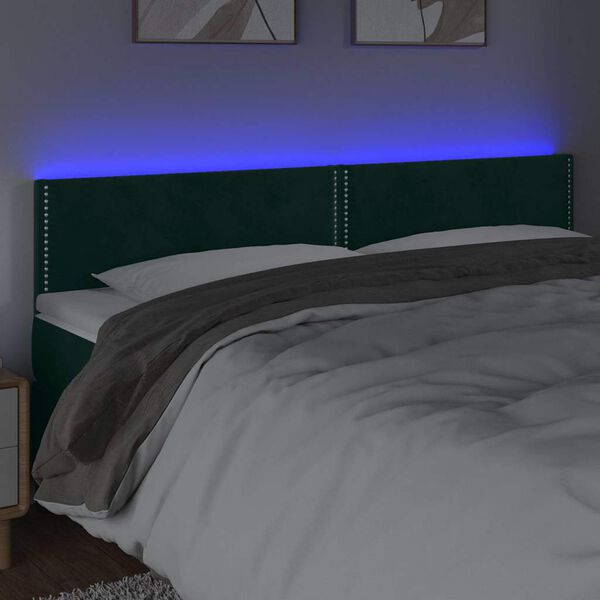 vidaXL T&ecirc;te de lit &agrave; LED Vert fonc&eacute; 160x5x78/88 cm Velours