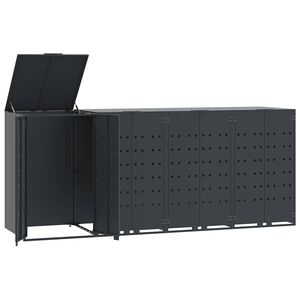 vidaXL Rangement &agrave; roulettes pour poubelles pour 4 bacs anthracite