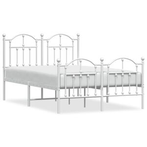 vidaXL Cadre de lit m&eacute;tal sans matelas et pied de lit blanc 120x190 cm