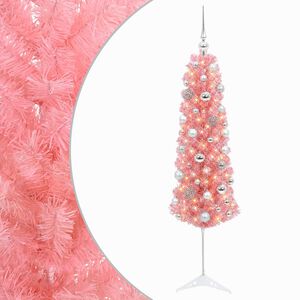 vidaXL Sapin de No&euml;l artificiel &eacute;troit avec boules 150 cm 150 LED