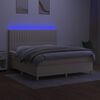vidaXL Sommier &agrave; lattes de lit et matelas et LED Cr&egrave;me 160x200cm Tissu