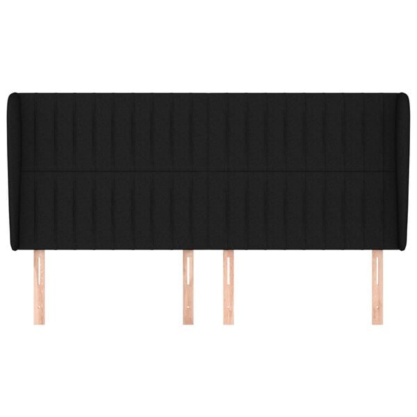 vidaXL T&ecirc;te de lit avec oreilles Noir 183x23x118/128 cm Tissu