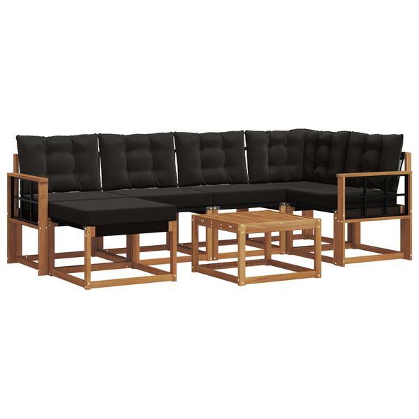 vidaXL Ensemble de canap&eacute;s d'ext&eacute;rieur 7 pcs Naturel et Noir