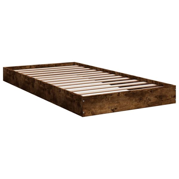 vidaXL Cadre de lit sans matelas ch&ecirc;ne fum&eacute; 100x200 cm bois ing&eacute;nierie