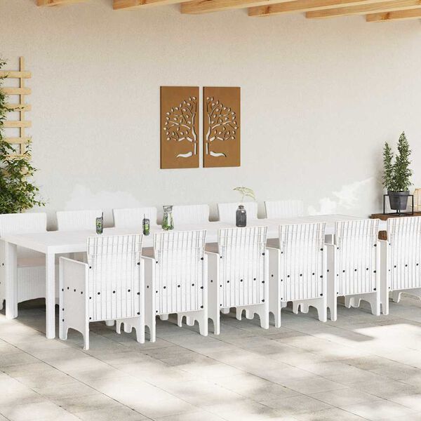 vidaXL Ensemble de salle à manger pour jardin 13 pcs Blanc Rattan Polt