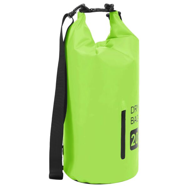 vidaXL Sac sec avec fermeture &eacute;clair Vert 20 L PVC