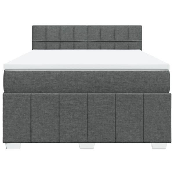 vidaXL Sommier à lattes de lit avec matelas Gris foncé 140x200cm Tissu