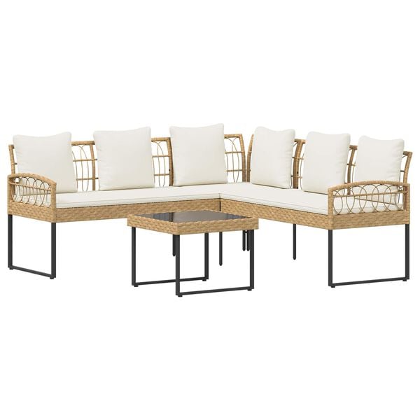 vidaXL Ensemble de canap&eacute; de jardin avec coussin 2 pcs Naturel Acier