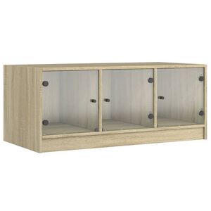 vidaXL Table basse avec portes en verre ch&ecirc;ne sonoma 102x50x42 cm