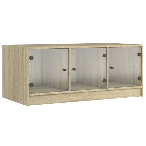 vidaXL Table basse avec portes en verre ch&ecirc;ne sonoma 102x50x42 cm