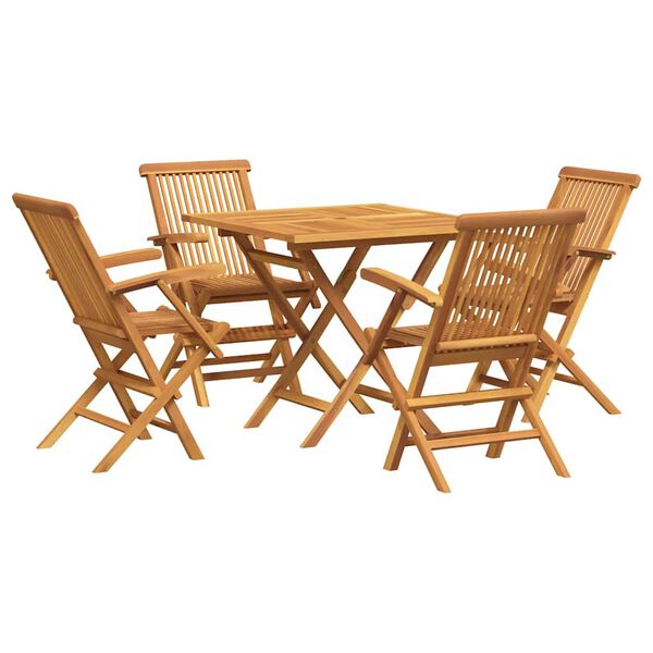 vidaXL Salon de jardin 5 pcs Bois de teck massif