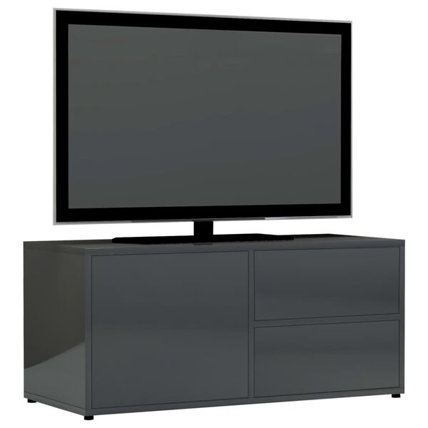 vidaXL Meuble TV Gris brillant 80x34x36 cm Bois d'ingénierie