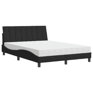 vidaXL Lit avec matelas Hanko noir 140x190 cm velours