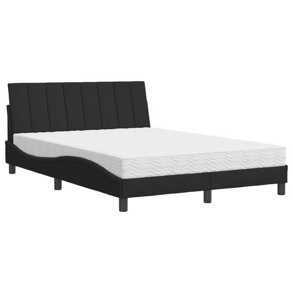 vidaXL Lit avec matelas Hanko noir 140x190 cm velours
