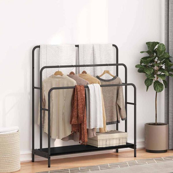 vidaXL Porte-v&ecirc;tements Ch&ecirc;ne noir 90 x 30 x 100,5 cm Bois d'ing&eacute;nierie