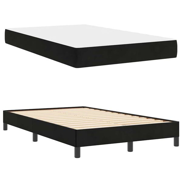vidaXL Lit &agrave; ressorts avec matelas Noir 120 x 220 cm tissu